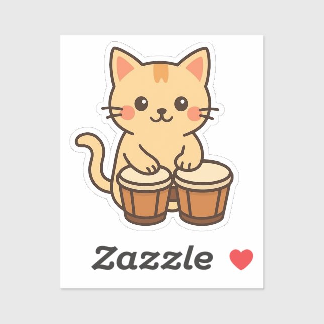 Adesivo Conga Cat Percussion Beat (Folha)