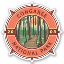 Adesivo Congaree National Park Retro Compass Emblem