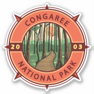 Adesivo Congaree National Park Retro Compass Emblem