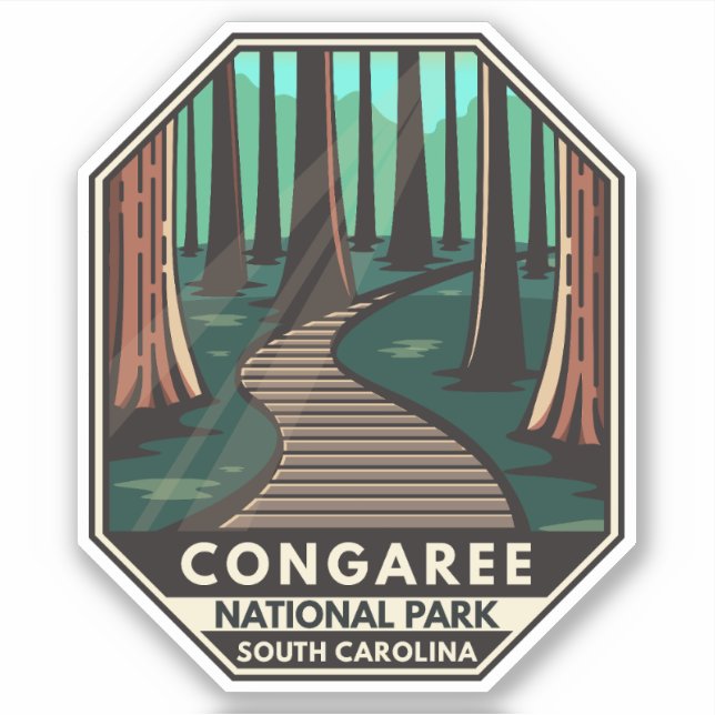 Adesivo Congaree National Park Retro Emblem (Frente)