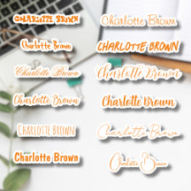 Conjunto 12 | Nome Na moda de Laranja Transparente