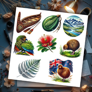 Adesivo Conjunto 3 de Kiwiana Nova Zelândia