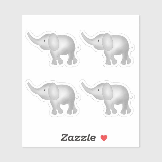 Adesivo Conjunto Adorável de Elefantes de Cores d'Água de  (Folha)