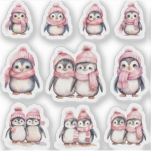 Adesivo Conjunto Cortado De Pinguins Personalizado