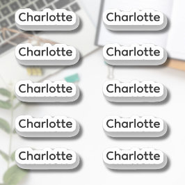 Adesivo Conjunto de 10 | Nome de Script Elegante Pequeno