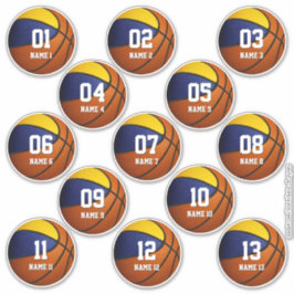 Adesivo conjunto de 13 equipes de ouro azul colore basquet