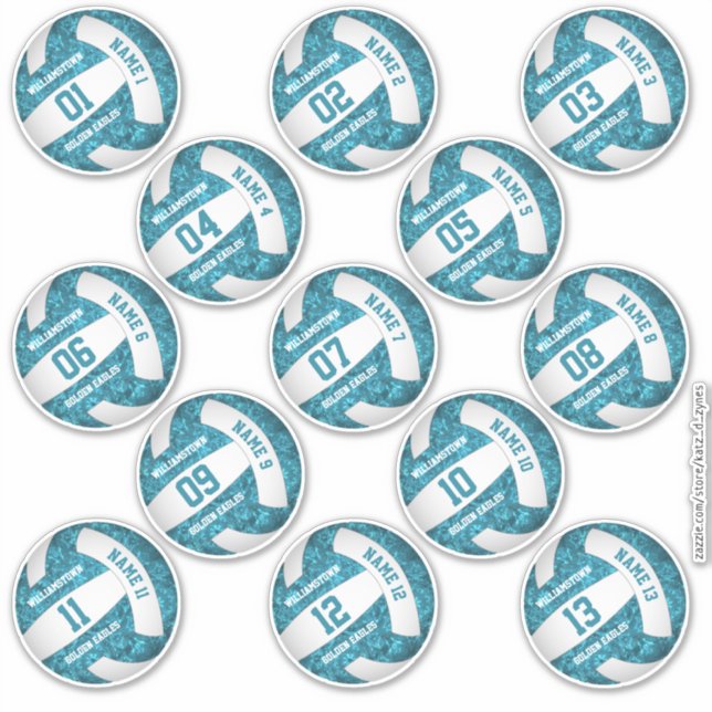 Adesivo conjunto de 13 nomes de jogadores de vôlei brancos (Frente)