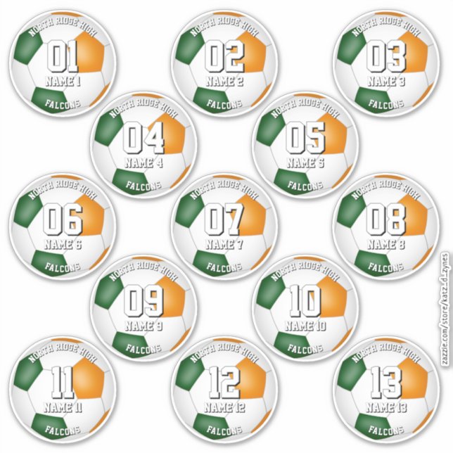 Adesivo conjunto de 13 presentes das cores da equipe de fu (Frente)