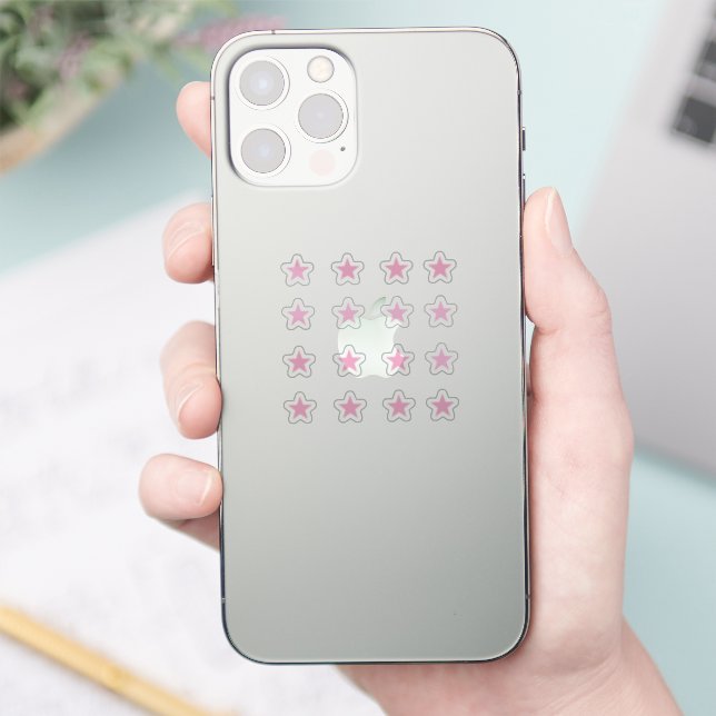 Adesivo Conjunto de 16 Estrelas Rosa Suave (Telefone)
