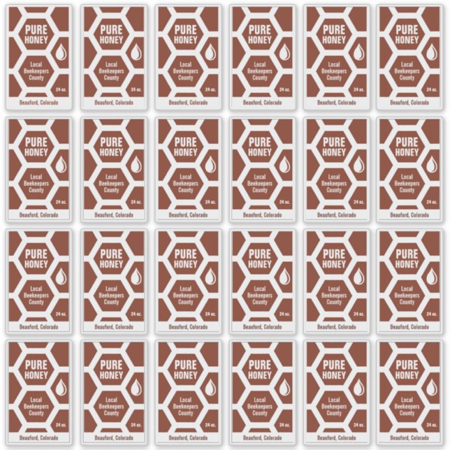 Adesivo Conjunto de 24 Rótulos de Jar de Mel Transparentes (Frente)