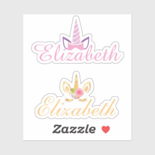 Adesivo Conjunto de 2 nomes personalizados unicórnios ros