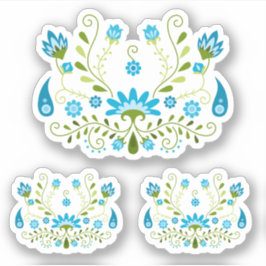 Adesivo Conjunto de 3 Azul Floral Mexicano Tradicional
