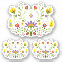 Conjunto de 3 Floral Mexicano Tradicional Roxo