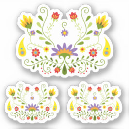 Adesivo Conjunto de 3 Floral Mexicano Tradicional Roxo
