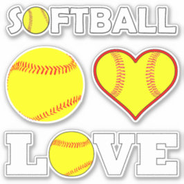 Adesivo Conjunto de 4 Esportes de Jogador de Softball com 