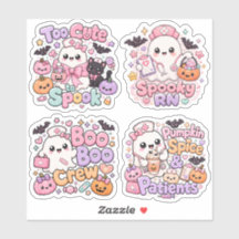 Conjunto de 4 Fantasmas de Enfermeira de Halloween