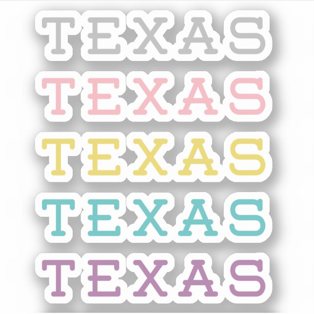 Adesivo Conjunto de 5 Pastel Texas, Texas, Texas Custom-Cu (Frente)