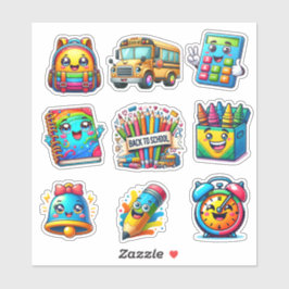 Adesivo Conjunto de 9 elementos coloridos de Volta às Aula