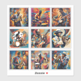 Adesivo Conjunto de 9 Stickers Músicos Jazz