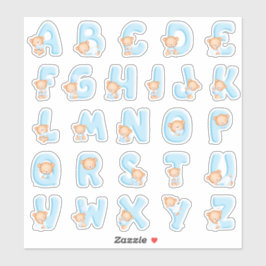 Adesivo Conjunto de Alfabetos do Urso Azul