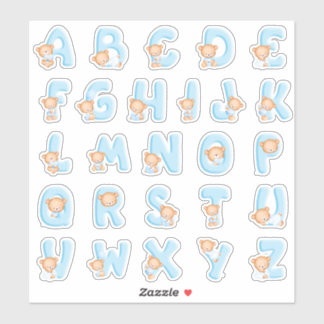 Adesivo Conjunto de Alfabetos do Urso Azul