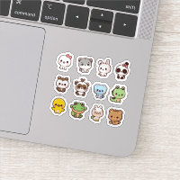 Conjunto de autocolantes de animais kawaii