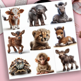 Adesivo Conjunto de Bebês Animais 2