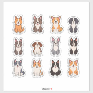 Adesivo Conjunto de Cachorro Adorável