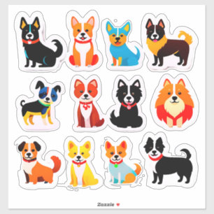 Adesivo Conjunto de Cachorros Adoráveis