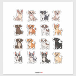 Adesivo Conjunto de Cães Adoráveis