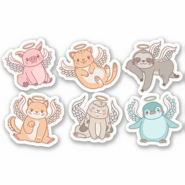 ADESIVO CONJUNTO DE CARACTERES DE ANIMAIS DE ÂNGULO CUTO (Frente)