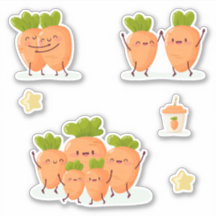 Conjunto de cenouras divertidas em estilo Kawaii