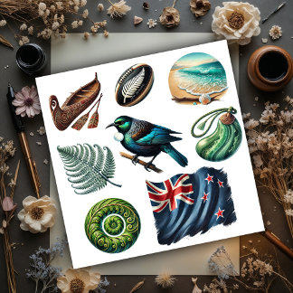 Adesivo Conjunto de Coisas Kiwis da Nova Zelândia 1