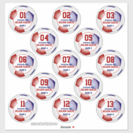 Adesivo conjunto de cores do time de futebol vermelho azul