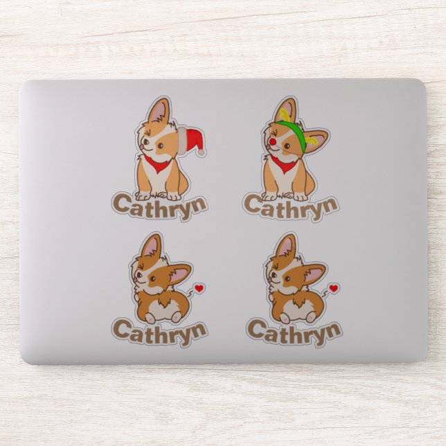 Adesivo Conjunto de Corgi Personalizado (Computador)