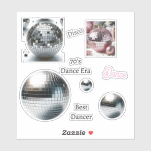 Adesivo Conjunto de Dança em Vinil com Bola de Discoteca d