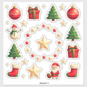 Adesivo Conjunto de Elementos Coloridos de Natal