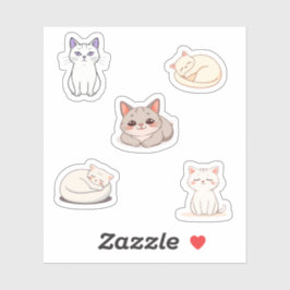 Adesivo Conjunto de Gatinhos de Desenho Animado Fofo