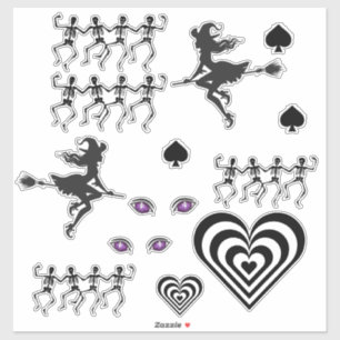 Adesivo conjunto de halloween preto/branco