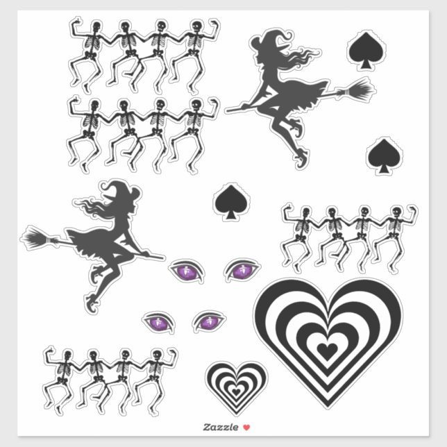 Adesivo conjunto de halloween preto/branco (Folha)