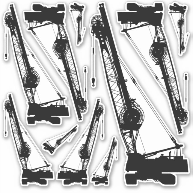 Adesivo Conjunto de Ícones da grua de construção (Frente)