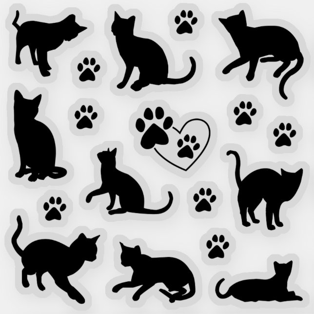 Adesivos de Gatos Fofos Engraçados - Desenho de Gato tipo Aquarela