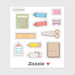 Adesivo Conjunto de material escolar de volta