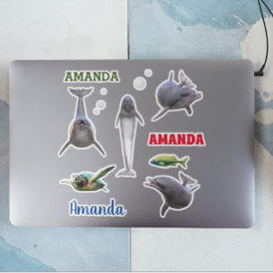 Adesivo Conjunto de Monograma de Nome de Vida Marinha de G