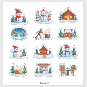 Adesivo Conjunto de Natal Caprichoso de Férias de Inverno