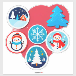 Adesivo Conjunto de Natal Caprichoso de Férias de Inverno