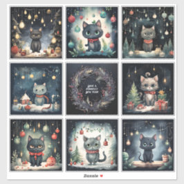Adesivo Conjunto de Natal de 8 Gatos