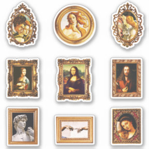 Adesivo Conjunto de Obras de Arte Famosas do Renascimento 