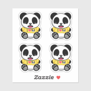 Adesivo Conjunto de Panda Bonito de 4