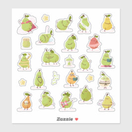 Adesivo Conjunto de peras kawaii divertidas